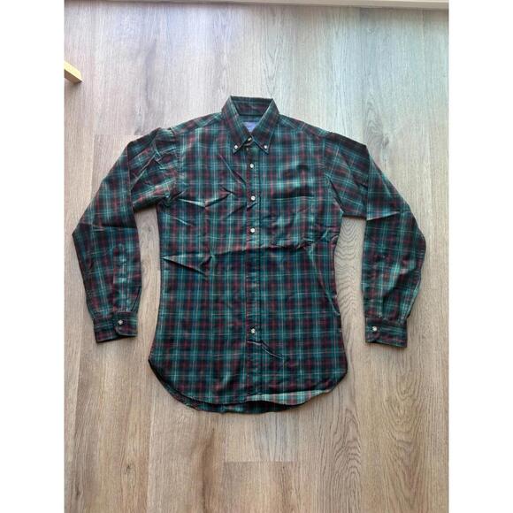 Pendleton Flannel Shirt Mens Small Green Tartan Plaid Pocket Cotton Button Down - Picture 1 of 7